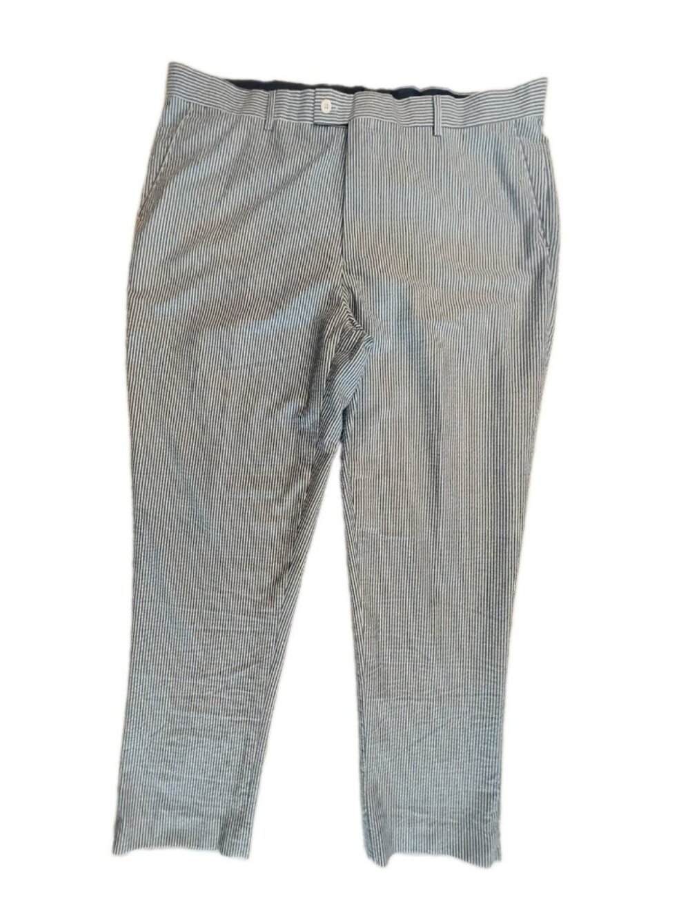Linea Uomo Men Size 42X32 Pinstriped Cuffed Pants Blue/White